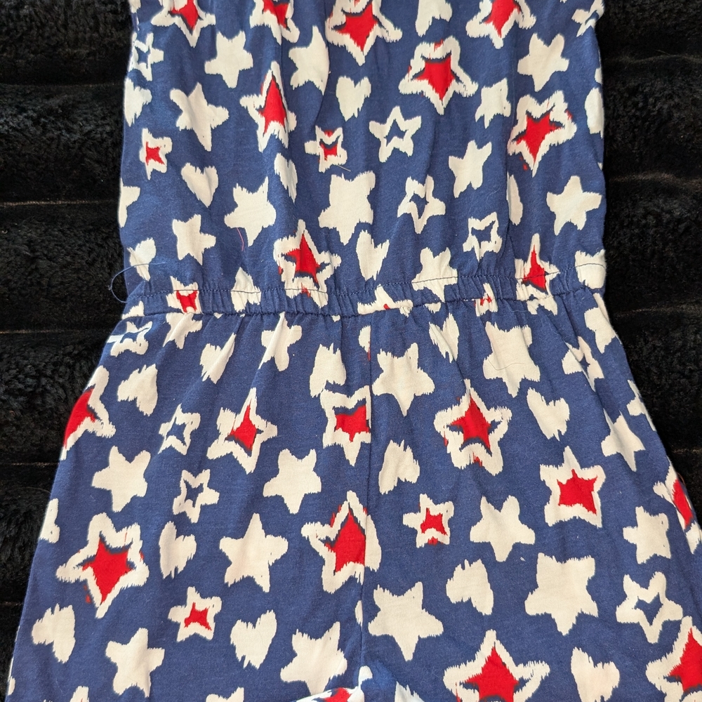 Girls 6T- Blue and Red Star 4th July Jumpsuit